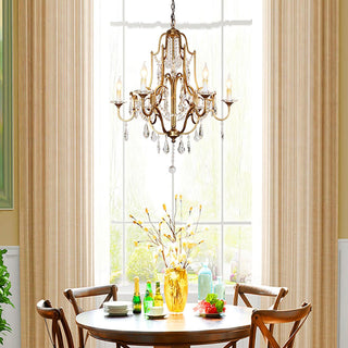 Lustra Lustre en Fer Cristal Candelabre Vintage