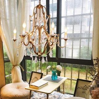 Lustra Lustre en Fer Cristal Candelabre Vintage