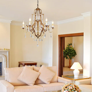 Lustra Lustre en Fer Cristal Candelabre Vintage