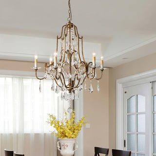 Lustra Lustre en Fer Cristal Candelabre Vintage