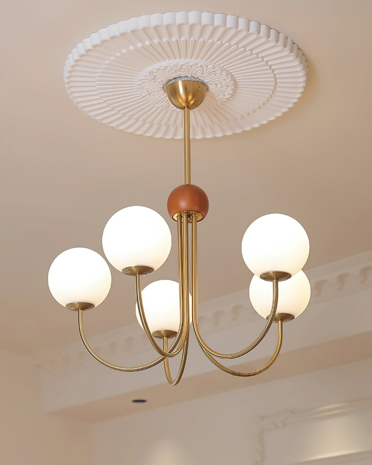 Sola Modern Brass and Globe Glass Chandelier-Neutral Decor
