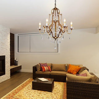 Lustra Lustre en Fer Cristal Candelabre Vintage