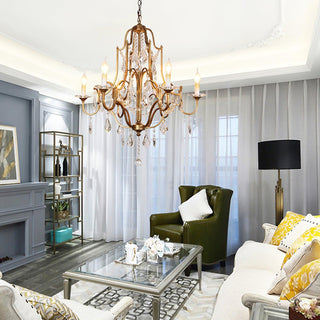 Lustra Lustre en Fer Cristal Candelabre Vintage