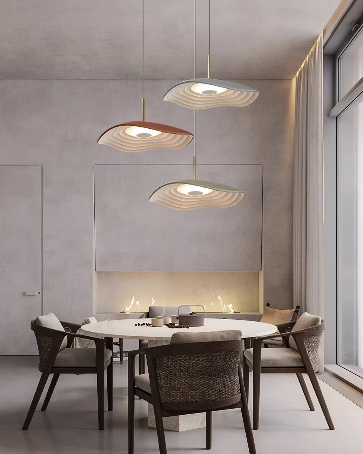 Mariva Pendant Lamp Wave Shape Gold Accent-Neutral Decor