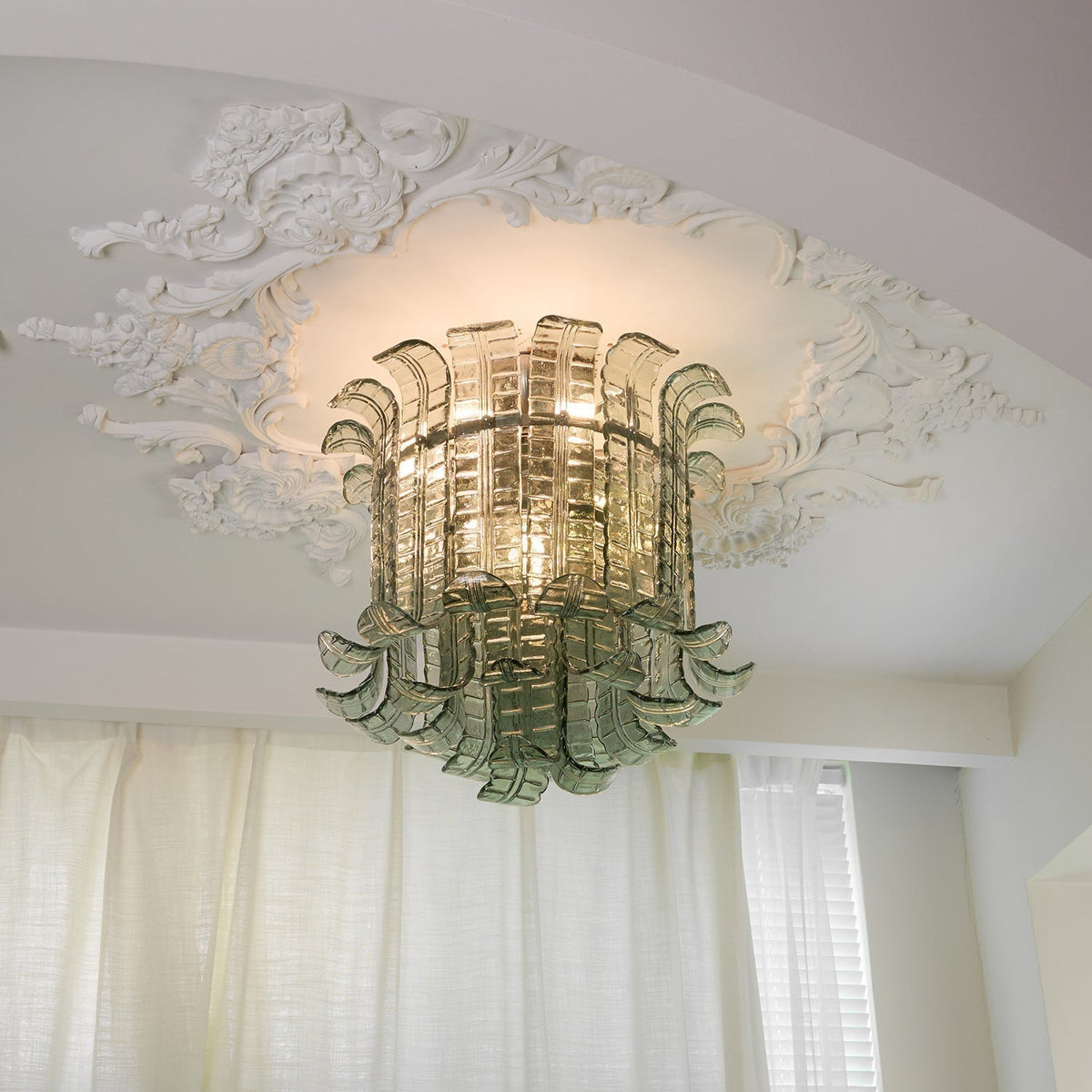 Veyrine Lampe de Plafond en Verre Murano Pétale Vintage