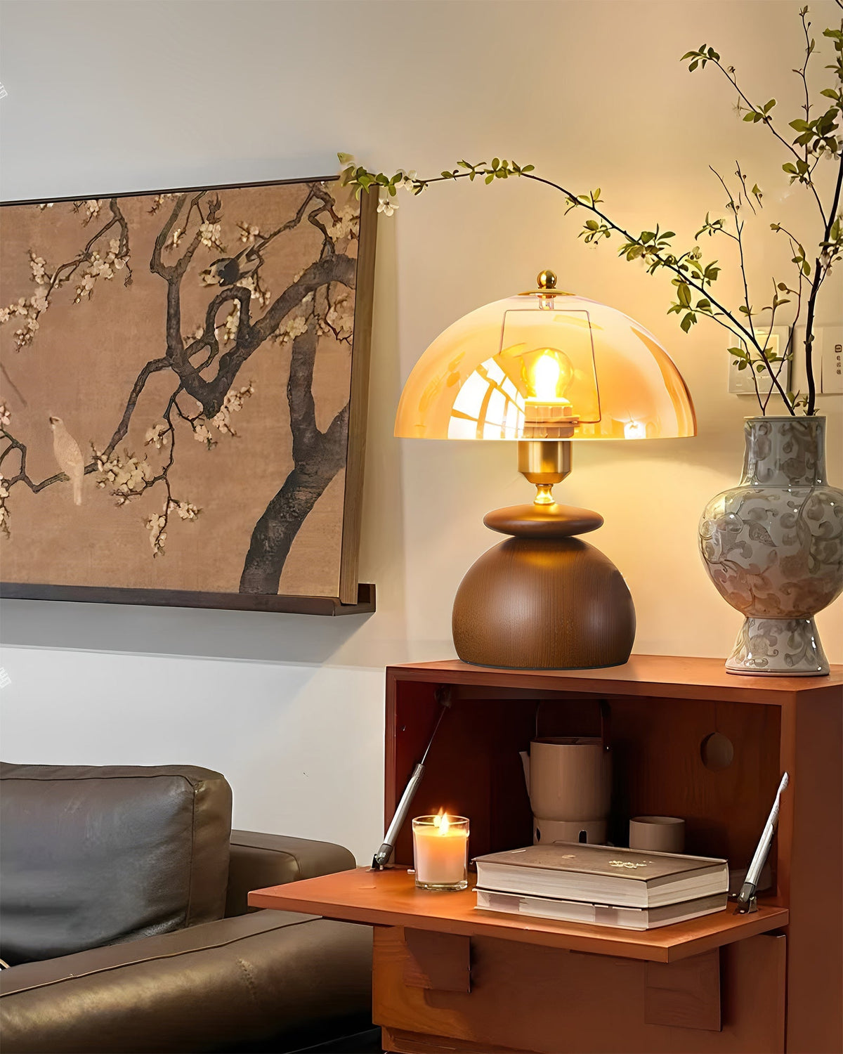 Dimension diagram of the Valeska Table Lamp showing height and diameter.