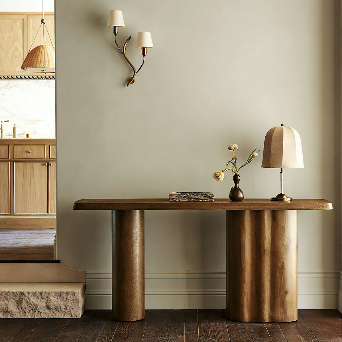 Vanna Table Lamp with light turned on, showing the warm diffused glow.