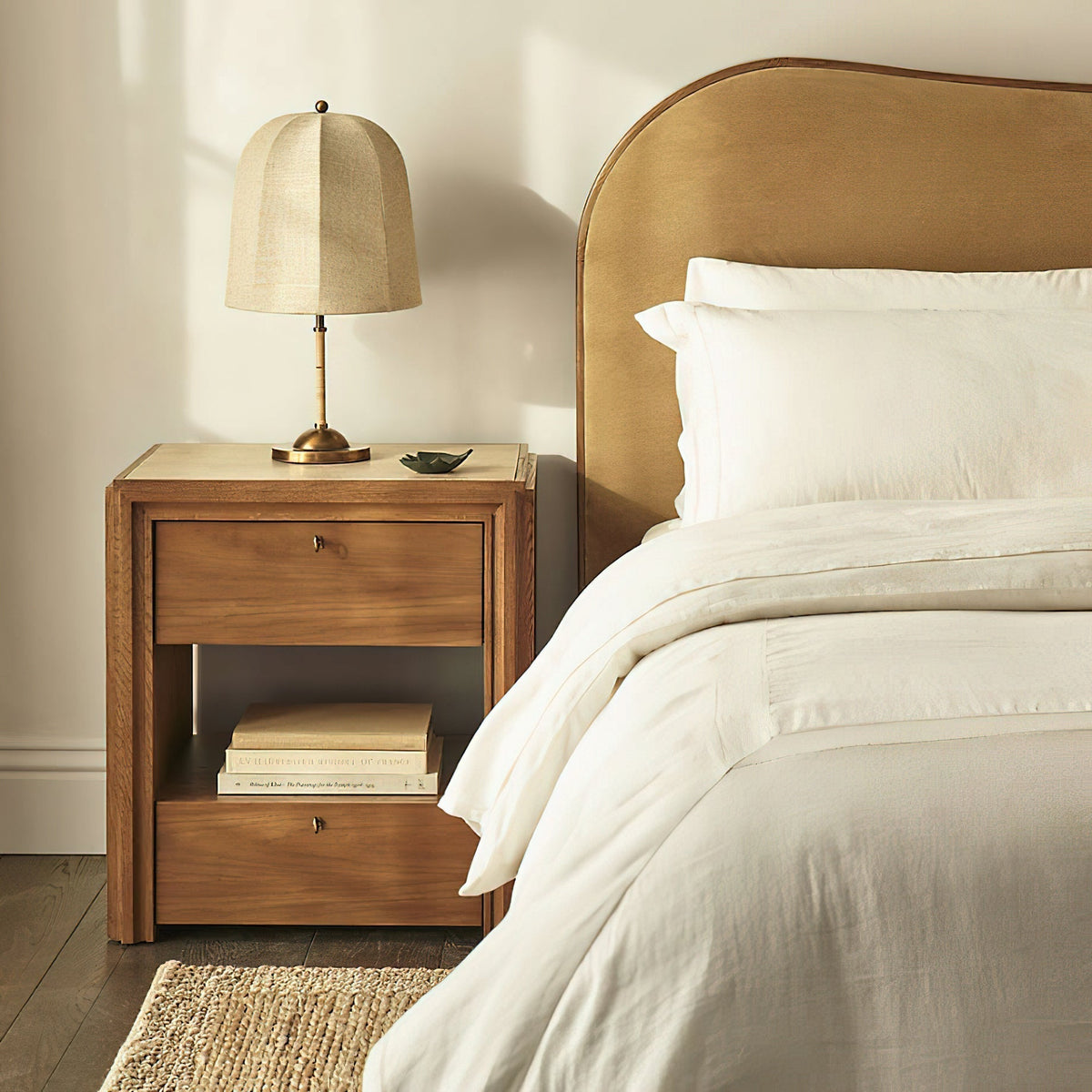 Top-down view of the Vanna Table Lamp's linen shade.