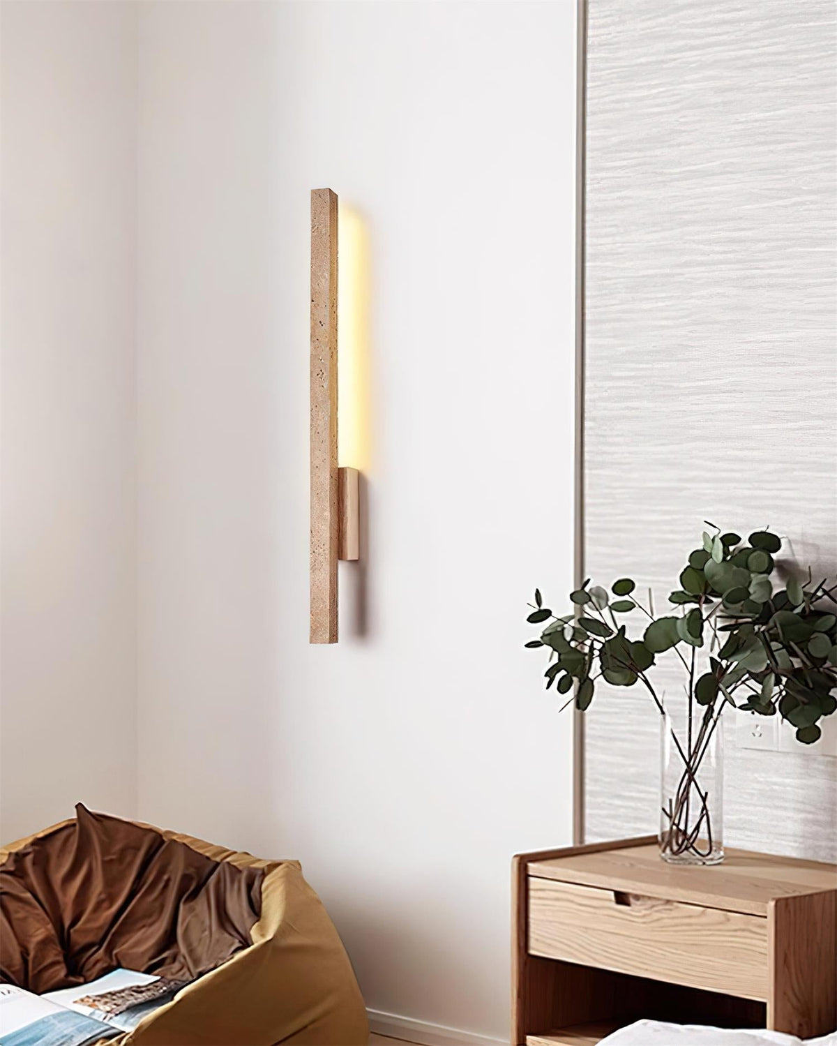 Corvella Wall Lamp Slim Linear Travertine Minimalist-Neutral Decor