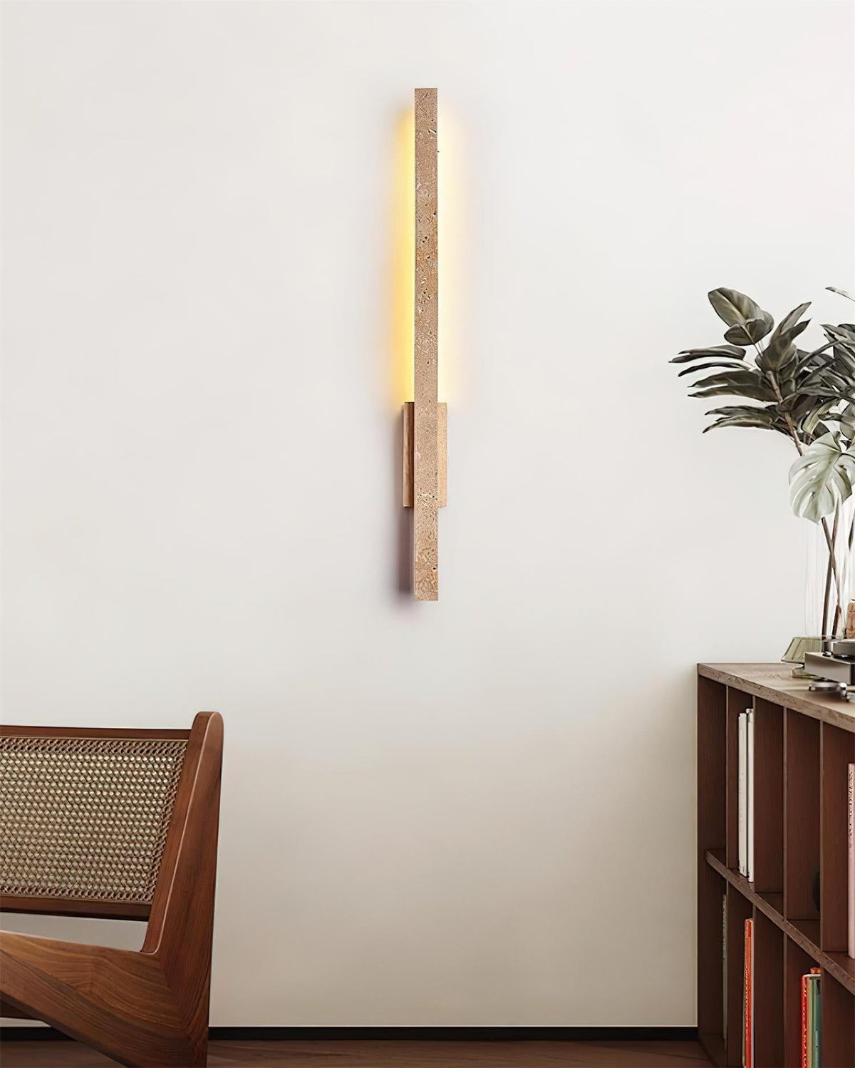 Corvella Wall Lamp Slim Linear Travertine Minimalist-Neutral Decor