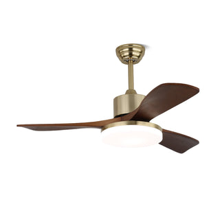 Plafonnier Ventilateur Selora en Laiton et Bois