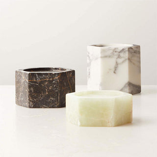 Vela Cube Marble Candle Holder-Neutral Decor