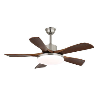 Plafonnier ventilateur Elara moderne en laiton et bois