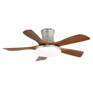 Plafonnier ventilateur Elara moderne en laiton et bois