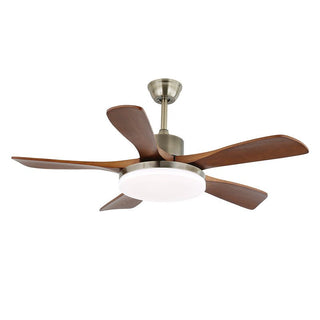 Plafonnier ventilateur Elara moderne en laiton et bois