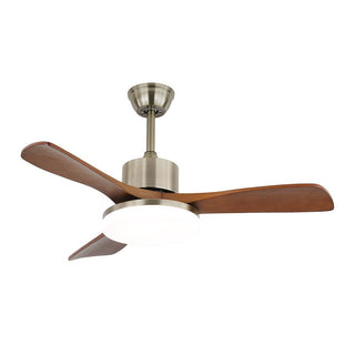 Plafonnier ventilateur Elara moderne en laiton et bois