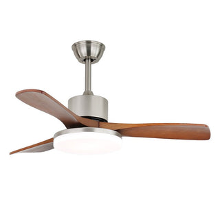 Plafonnier ventilateur Elara moderne en laiton et bois