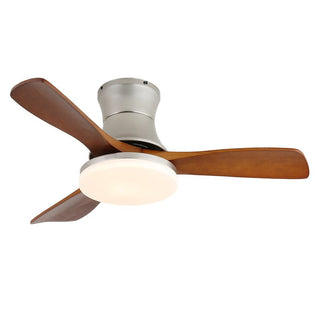 Plafonnier ventilateur Elara moderne en laiton et bois