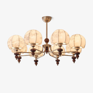 Comirisra Lustre Bois Tissu Pétale Traditionnel Premium