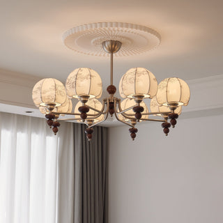 Comirisra Lustre Bois Tissu Pétale Traditionnel Premium