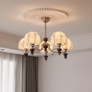 Comirisra Lustre Bois Tissu Pétale Traditionnel Premium