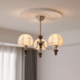 Comirisra Lustre Bois Tissu Pétale Traditionnel Premium