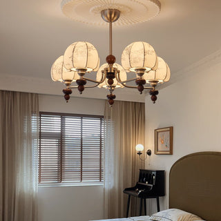 Comirisra Lustre Bois Tissu Pétale Traditionnel Premium