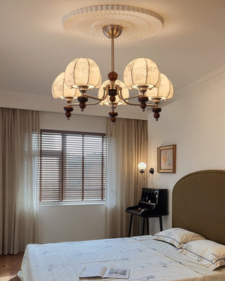 Comirisra Lustre Bois Tissu Pétale Traditionnel Premium