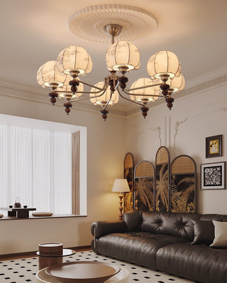 Comirisra Lustre Bois Tissu Pétale Traditionnel Premium