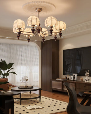 Comirisra Lustre Bois Tissu Pétale Traditionnel Premium