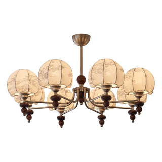 Comirisra Lustre Bois Tissu Pétale Traditionnel Premium