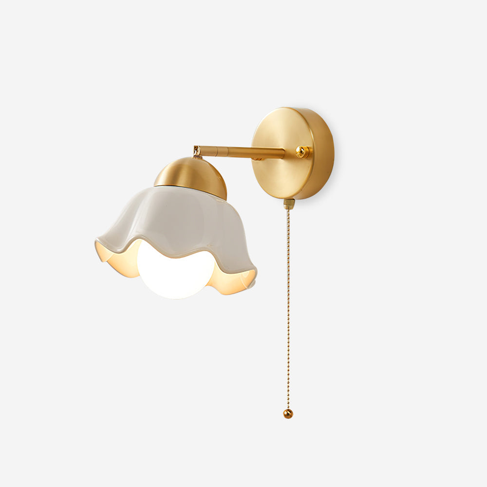 Wall Lamp Brass and Ceramic Wavy Shade Globe Accent Retro Artistic-Neutral Decor