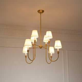 Lustra Lustre Vendôme en Laiton avec Abat-jour Blanc