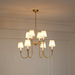 Lustra Lustre Vendôme en Laiton avec Abat-jour Blanc
