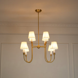 Lustra Lustre Vendôme en Laiton avec Abat-jour Blanc