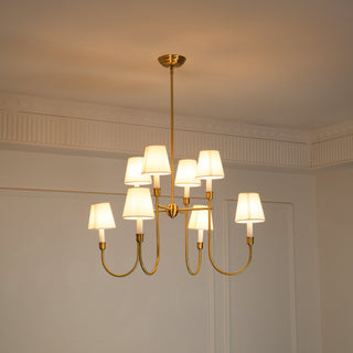 Lustra Lustre Vendôme en Laiton avec Abat-jour Blanc