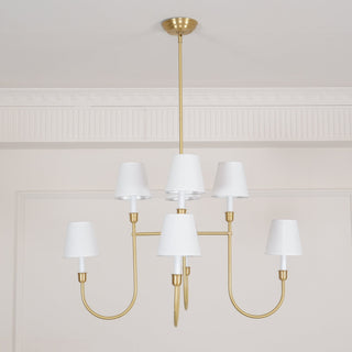 Lustra Lustre Vendôme en Laiton avec Abat-jour Blanc