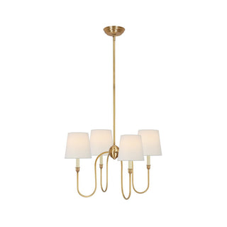Lustra Lustre Vendôme en Laiton avec Abat-jour Blanc