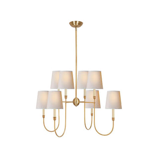 Lustra Lustre Vendôme en Laiton avec Abat-jour Blanc