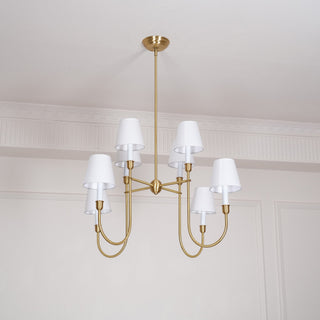 Lustra Lustre Vendôme en Laiton avec Abat-jour Blanc