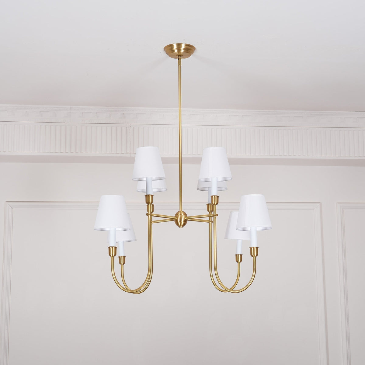 Gavalis Lustre Vendôme en Laiton avec Abat-jour Blanc
