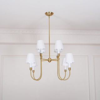 Lustra Lustre Vendôme en Laiton avec Abat-jour Blanc