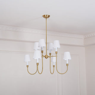 Lustra Lustre Vendôme en Laiton avec Abat-jour Blanc