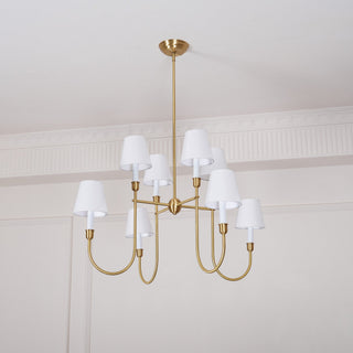 Lustra Lustre Vendôme en Laiton avec Abat-jour Blanc