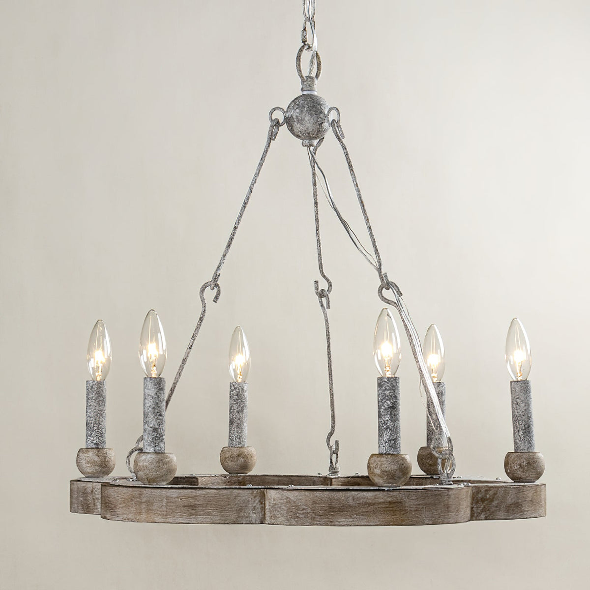 Mysilora Lustre Industriel Vintage Roue Bois Métal