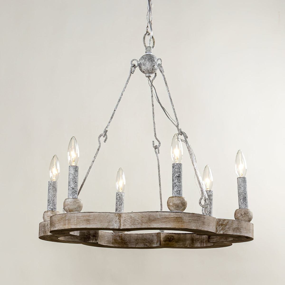 Mysilora Lustre Industriel Vintage Roue Bois Métal