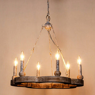 Mysilora Lustre Industriel Vintage Roue Bois Métal
