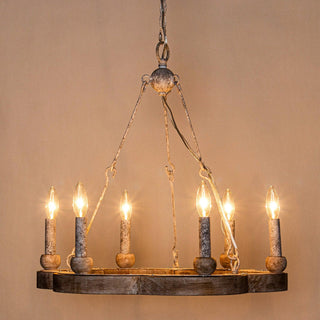 Mysilora Lustre Industriel Vintage Roue Bois Métal