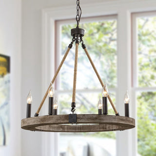 Mysilora Lustre Industriel Vintage Roue Bois Métal