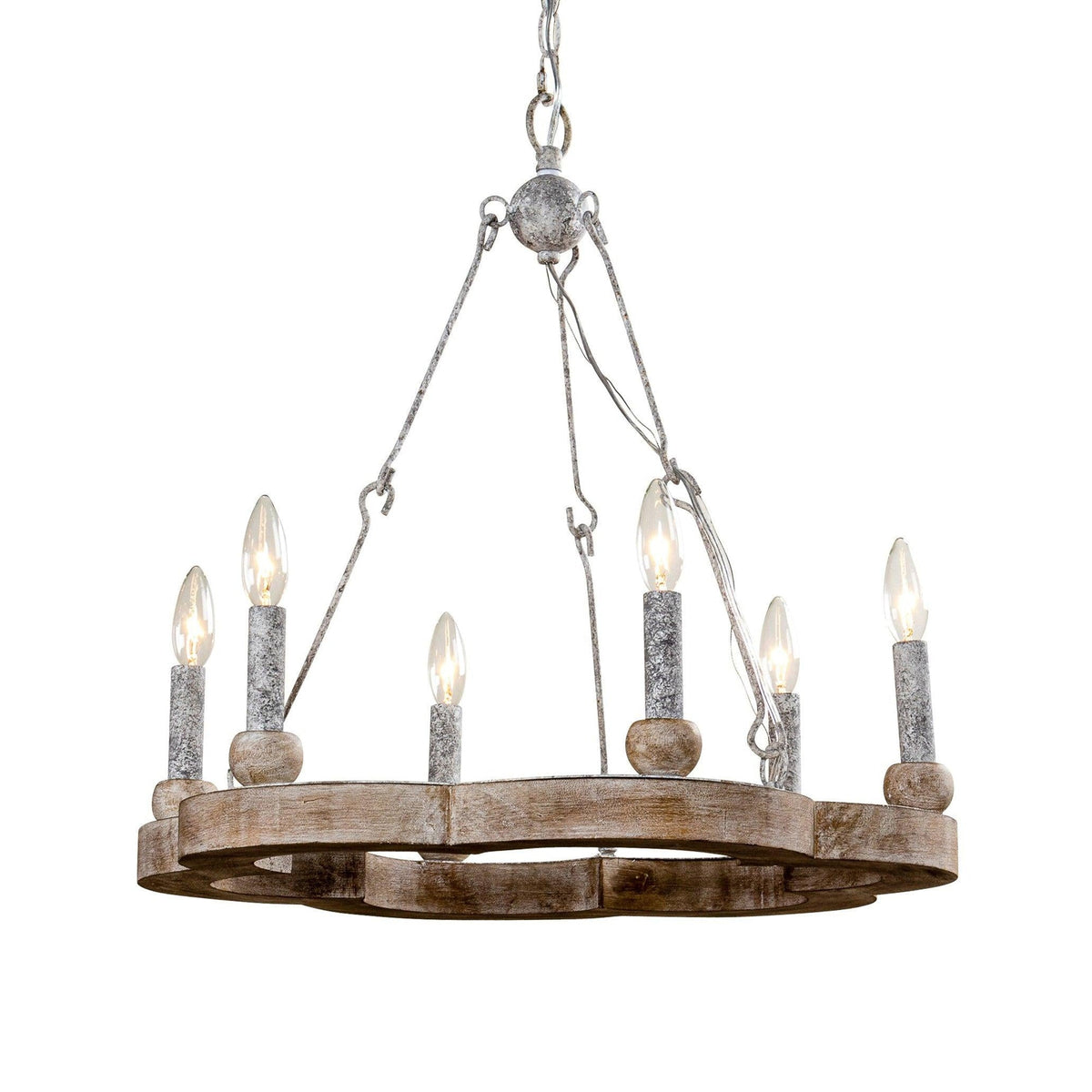 Mysilora Lustre Industriel Vintage Roue Bois Métal